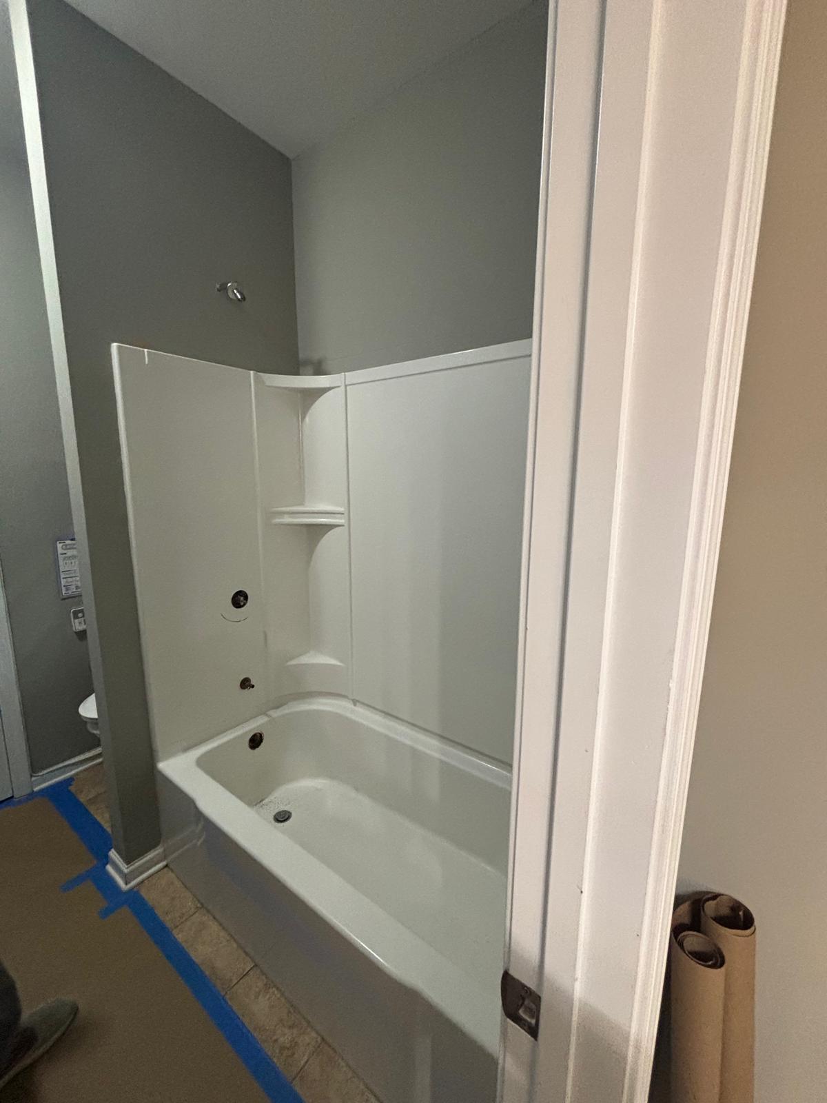New tub and shower surround installed during a bathroom remodel in Metro Atlanta, GA